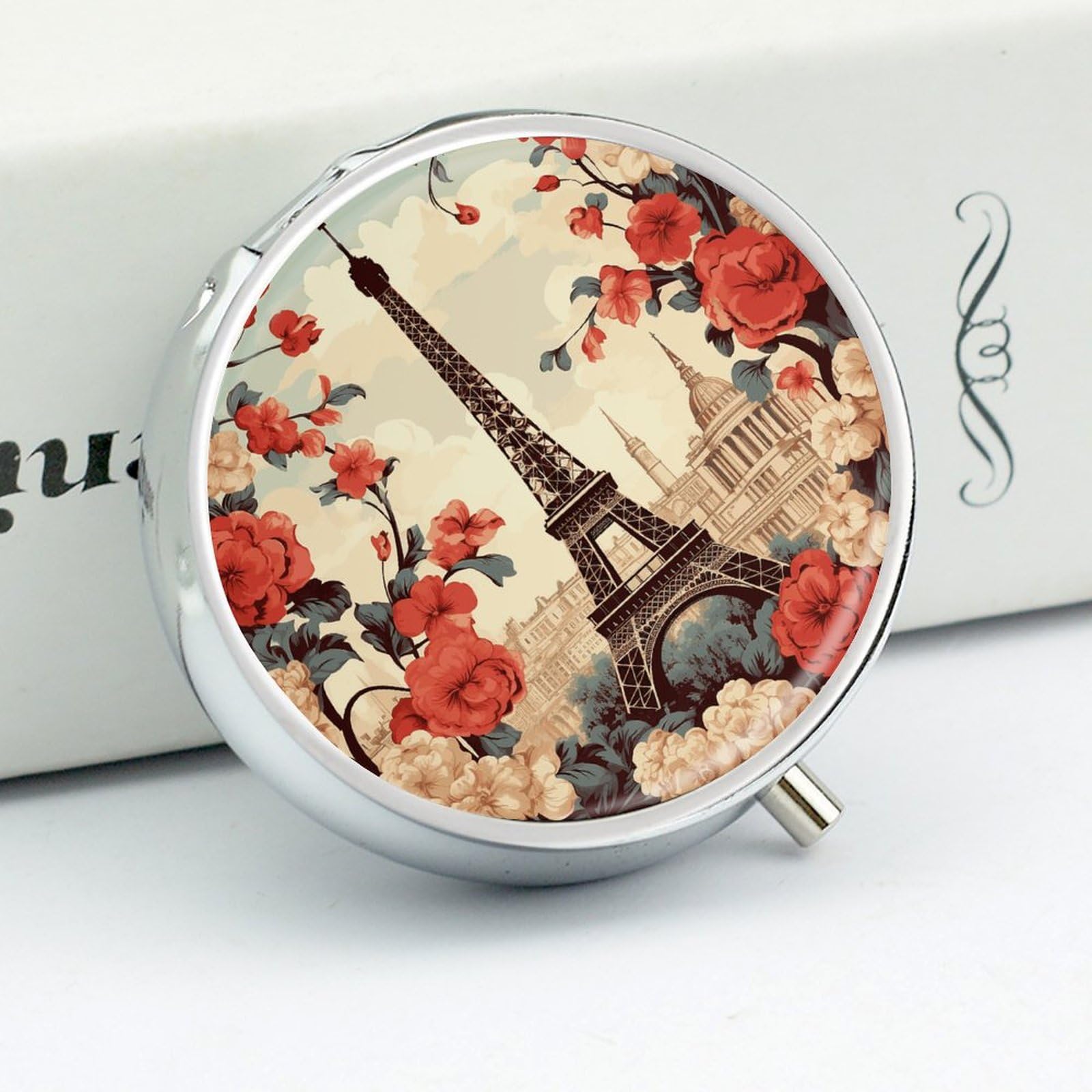 Amazon.com: Paris Vintage Floral Pill Box, Travel Medicine Pill